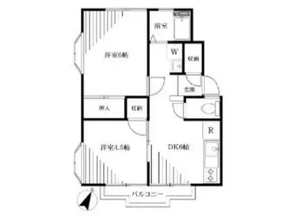 アザレアコーポ A棟(2DK/1階)の間取り写真