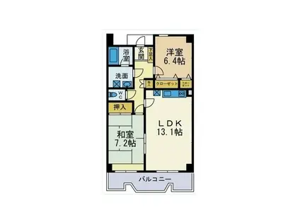 エクセルコート海老名(2LDK/6階)の間取り写真