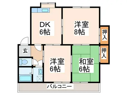 東ハウスIII(3DK/2階)の間取り写真