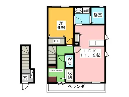 コンフォールA(1LDK/2階)の間取り写真