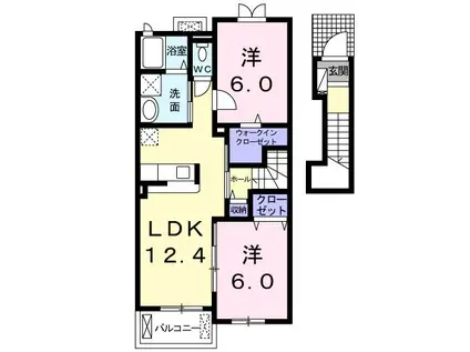 カランコエ小山B(2LDK/2階)の間取り写真