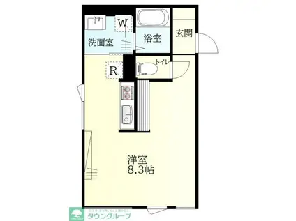 成城東パティオA棟(ワンルーム/1階)の間取り写真