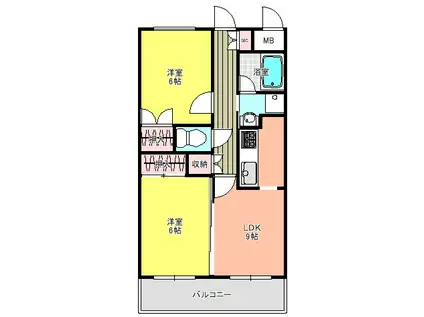 ピアチェーレ宮前平(2LDK/4階)の間取り写真