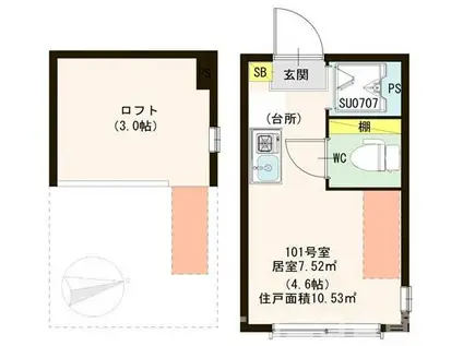ハーモニーテラス南長崎II(ワンルーム/1階)の間取り写真
