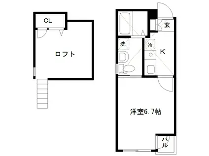 ビックバンブー(1K/1階)の間取り写真