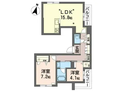 フェリシード(2LDK/2階)の間取り写真