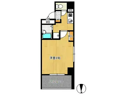 ドミール高砂(1K/9階)の間取り写真