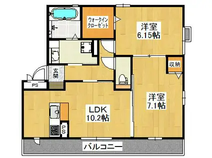 ボアソルテ S棟(2LDK/3階)の間取り写真