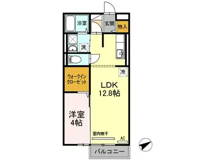 サウスグラース(1LDK/2階)の間取り写真