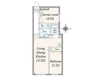 GRAN PASEO大井町(1SLDK/1階)の間取り写真