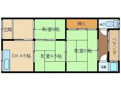 サンハイツ鳳(3DK/1階)の間取り写真