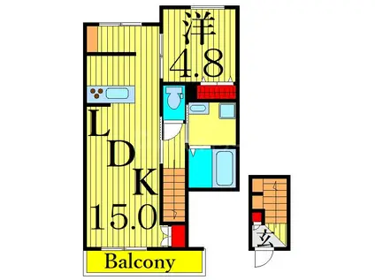 GLANZ LILIE(1LDK/2階)の間取り写真