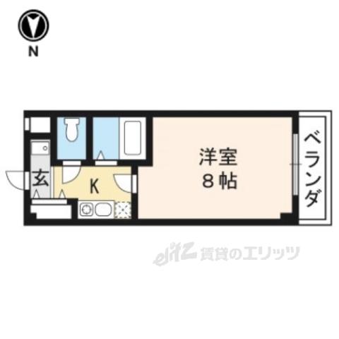 ブランベージュ桂(1K/1階)の間取り写真