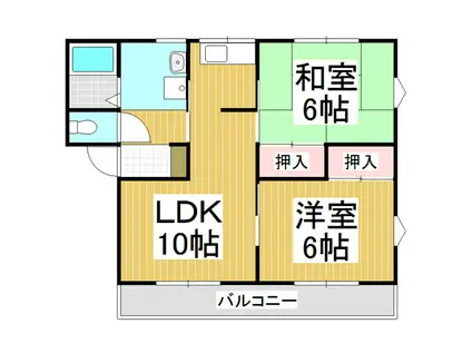 フレグランス鳴海C棟(2LDK/1階)の間取り写真