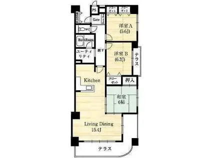 クレアコートガーデンタワー(3LDK/4階)の間取り写真