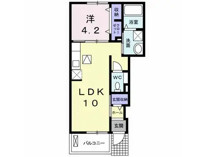 ヴァルハラ(1LDK/1階)の間取り写真