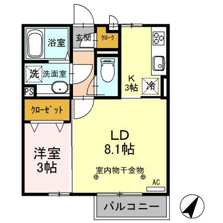 シャトレグラン(1LDK/2階)の間取り写真
