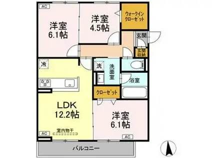 セレスティア長良福光(3LDK/2階)の間取り写真