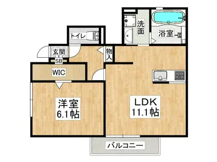 クローバー富士5号館(1LDK/1階)の間取り写真