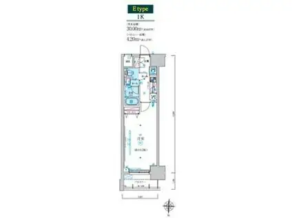 リヴシティ栄参番館(1K/2階)の間取り写真