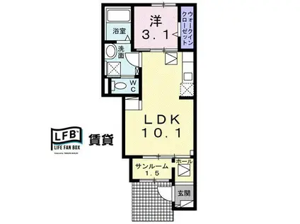 ピュアレジデンスK A(1LDK/1階)の間取り写真