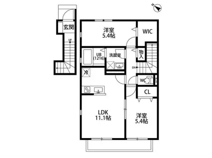 アムール 中央II(2LDK/2階)の間取り写真