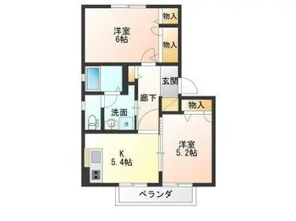 アマービリスB棟(2K/1階)の間取り写真