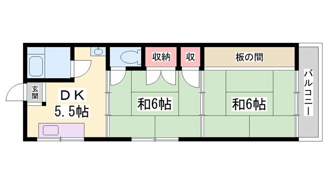 宮元マンション(2DK/3階)の間取り写真