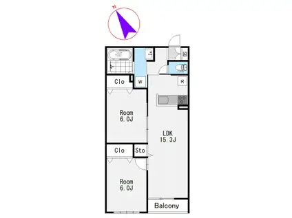 ソレイユ(2LDK/2階)の間取り写真