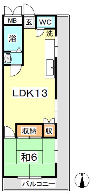 永信マンション(1LDK/3階)の間取り写真