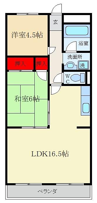 コーポ牧野(3LDK/5階)の間取り写真