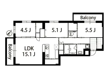 ヴェスタ駒沢(3LDK/2階)の間取り写真