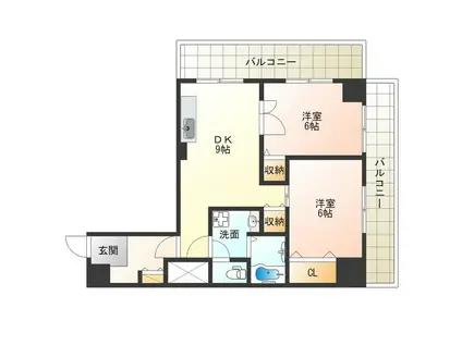 シティハウス京町堀(2LDK/3階)の間取り写真