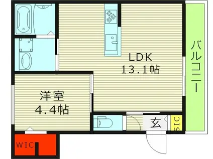 ルミナーレ今福(1LDK/2階)の間取り写真