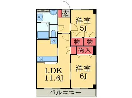 シャイニングIN青葉Ⅱ(2LDK/1階)の間取り写真