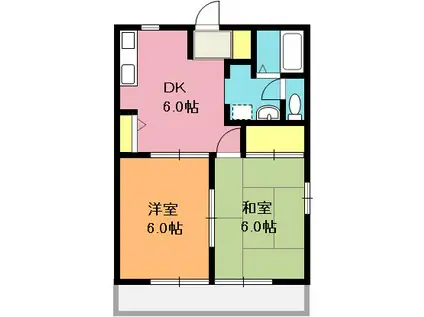 ルミエールA棟(2DK/2階)の間取り写真