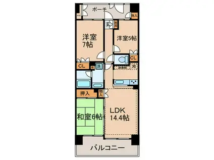 オーチャードプラザ(3LDK/3階)の間取り写真