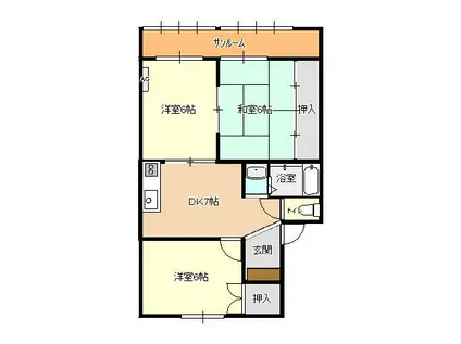 サンライズ1(3DK/1階)の間取り写真