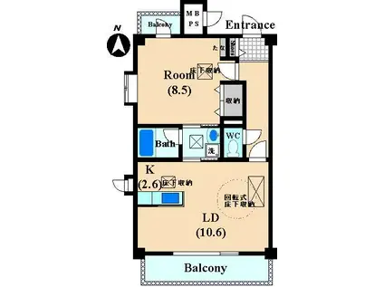 ルネスASAHINA(1LDK/3階)の間取り写真