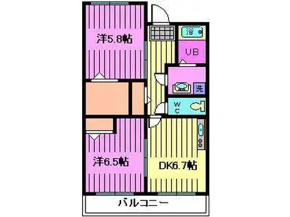 イースト・アヴェニュー(2DK/2階)の間取り写真