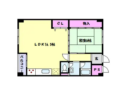 住吉台1号棟(1LDK/7階)の間取り写真