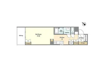 K2フラット(ワンルーム/6階)の間取り写真