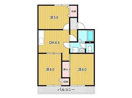 メルベーユ・エル(3DK/2階)の間取り写真