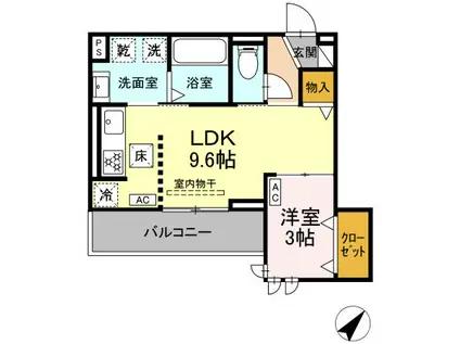 カーサ・クレール(1LDK/1階)の間取り写真