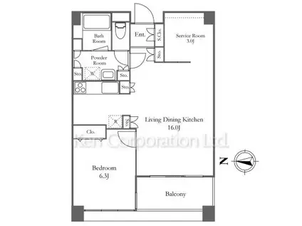 リバーシティ21 イーストタワーズII(1SLDK/14階)の間取り写真