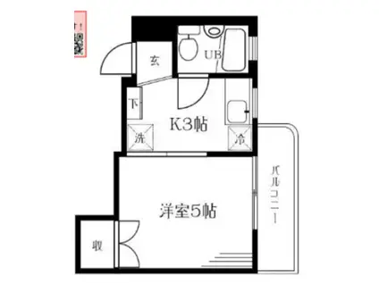 粕谷ビル(1K/3階)の間取り写真