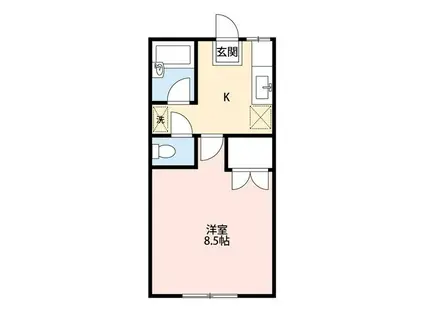 ポムフリット(1K/1階)の間取り写真