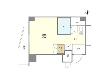 インプルーブ東向島(1K/9階)の間取り写真