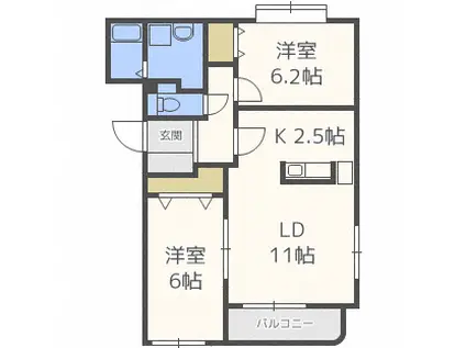 ノーヴァ32A(2LDK/2階)の間取り写真