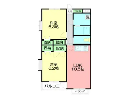 ル・シエルII(2LDK/2階)の間取り写真
